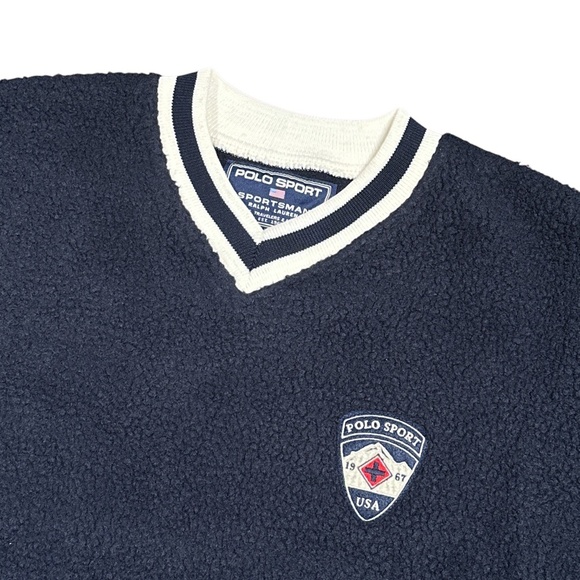 Vintage 90s Polo Sport Sportsman Made in USA Polar Fleece Sweater Mens Medium - Picture 3 of 6